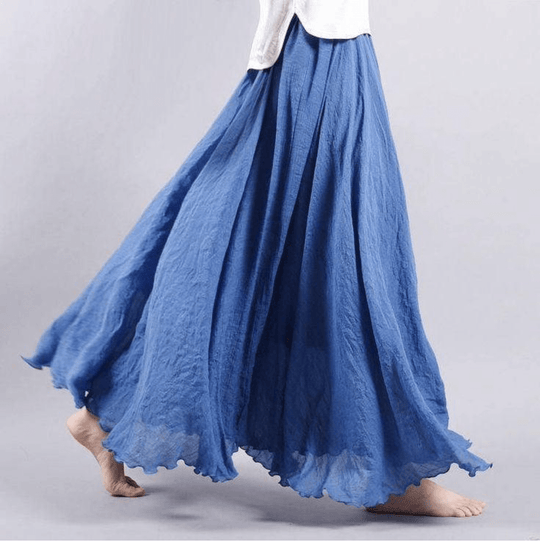 Elegante Bohemian Linnen Maxi Rok 5