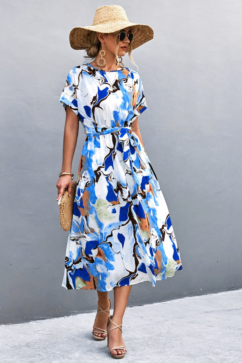 Dames Midi Jurk Elegante A-Lijn met Strikdetail - Stijlvolle Zomerjurk-1