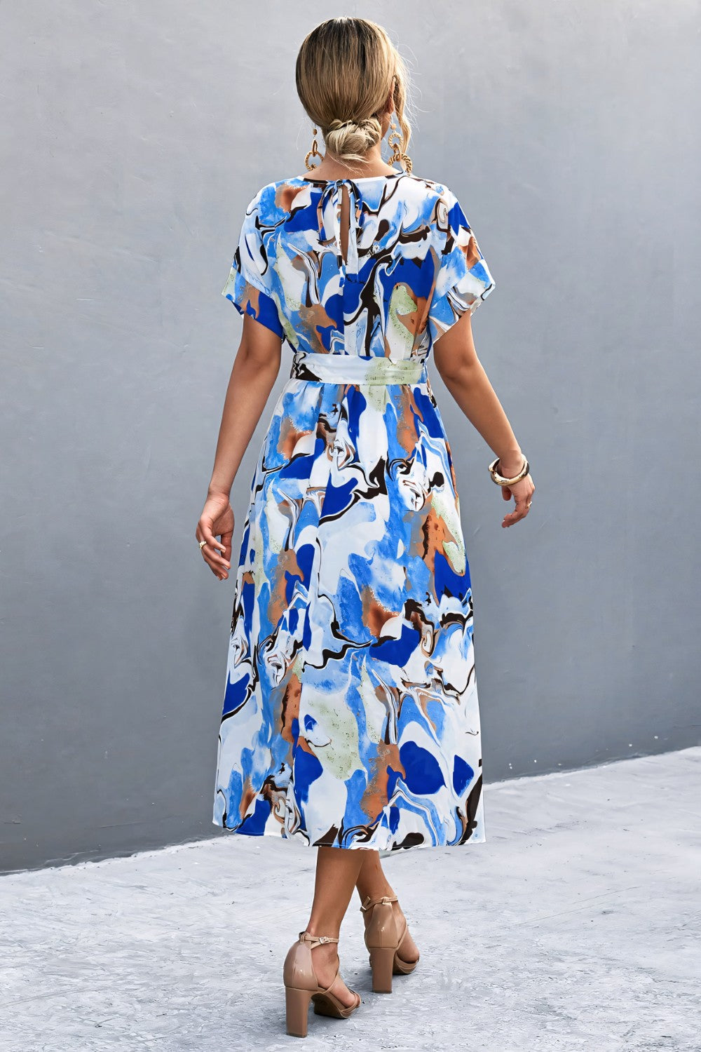 Dames Midi Jurk Elegante A-Lijn met Strikdetail - Stijlvolle Zomerjurk-2