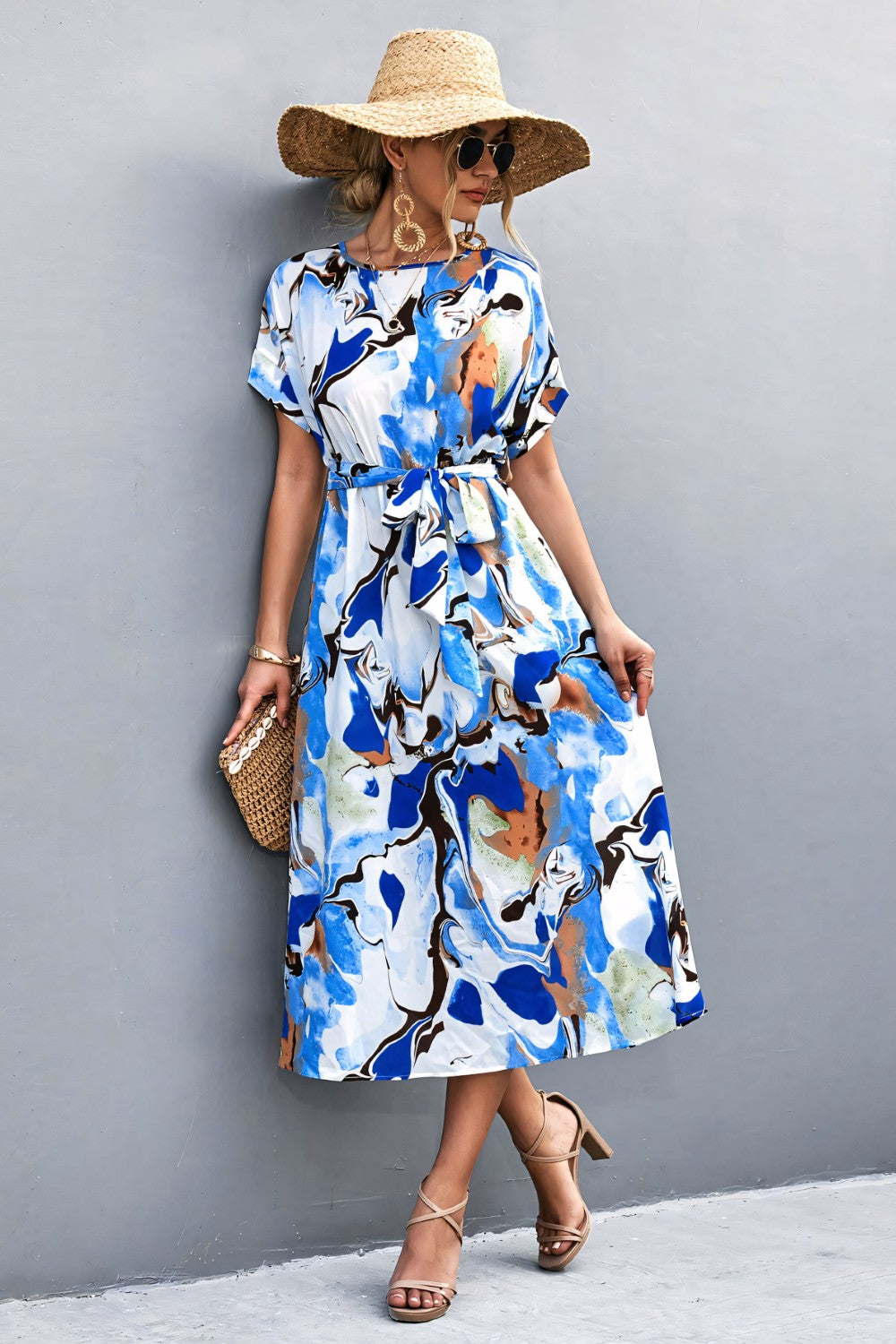 Dames Midi Jurk Elegante A-Lijn met Strikdetail - Stijlvolle Zomerjurk-3
