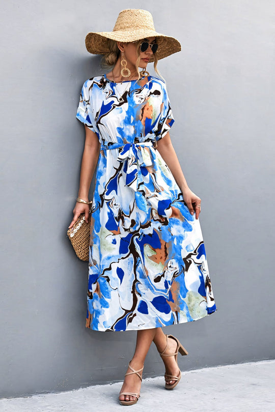 Dames Midi Jurk Elegante A-Lijn met Strikdetail - Stijlvolle Zomerjurk-3