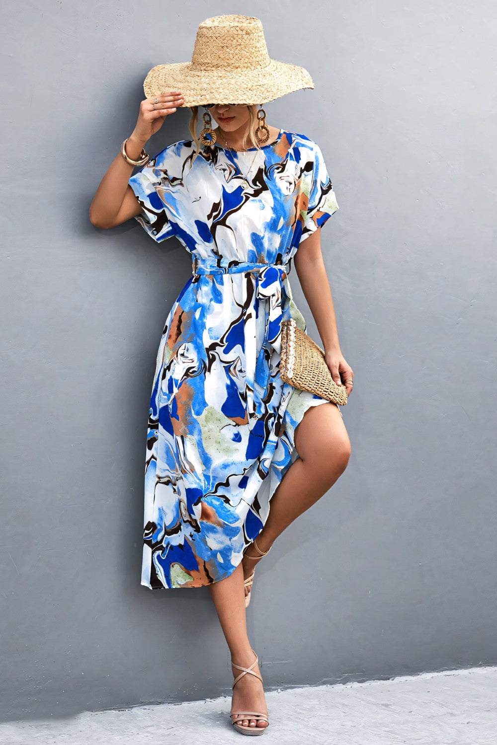 Dames Midi Jurk Elegante A-Lijn met Strikdetail - Stijlvolle Zomerjurk-4