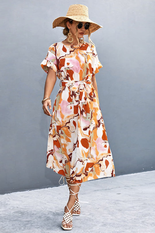 Variant image for Dames Midi Jurk Elegante A-Lijn met Strikdetail - Stijlvolle Zomerjurk-5