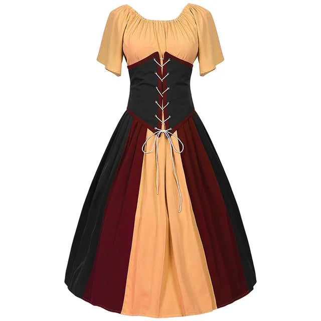 Dames Lange Jurk Gotische Maxi Met Victoriaanse Veter - Elegante Renaissance Stijl-5