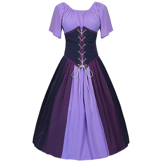 Dames Lange Jurk Gotische Maxi Met Victoriaanse Veter - Elegante Renaissance Stijl-4