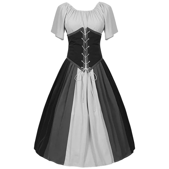 Dames Lange Jurk Gotische Maxi Met Victoriaanse Veter - Elegante Renaissance Stijl-2