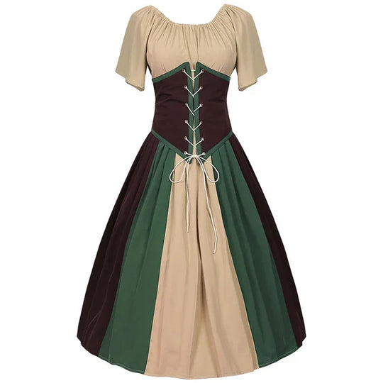 Variant image for Dames Lange Jurk Gotische Maxi Met Victoriaanse Veter - Elegante Renaissance Stijl-1