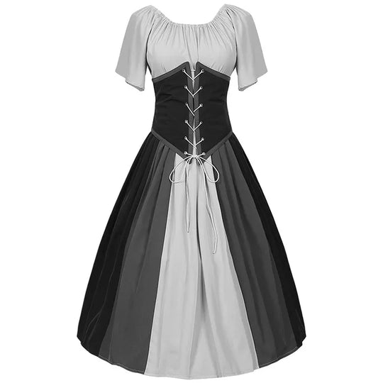 Variant image for Dames Lange Jurk Gotische Maxi Met Victoriaanse Veter - Elegante Renaissance Stijl-7