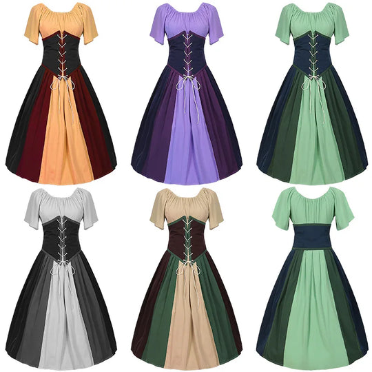 Dames Lange Jurk Gotische Maxi Met Victoriaanse Veter - Elegante Renaissance Stijl-6