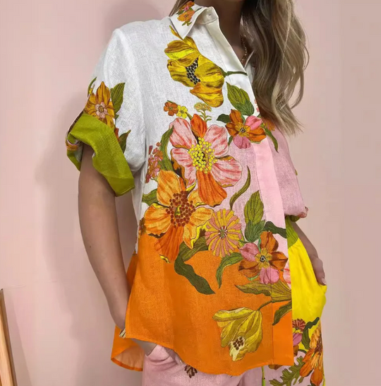 Dames Vintage Bloemenprint Outfit Set Retro Flair - Emma-4