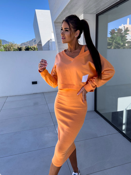 Variant image for Dames Midi Jurk Elegante Tweedelige Set met Sweatshirt - Amelia-13