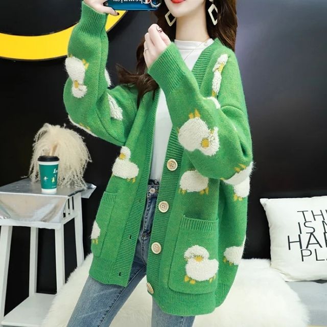 Nyla - Grof gebreid vest met schapenmotief