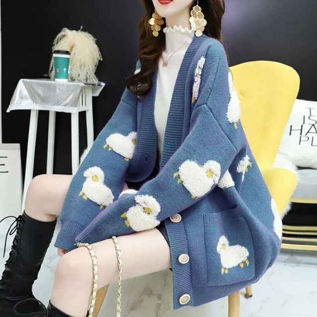 Nyla - Grof gebreid vest met schapenmotief