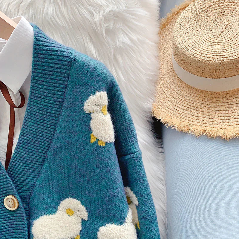 Nyla - Grof gebreid vest met schapenmotief