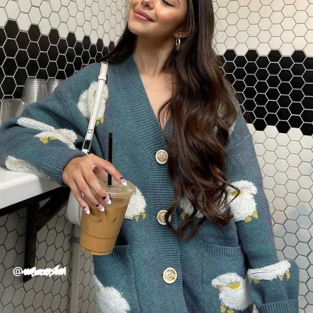 Nyla - Grof gebreid vest met schapenmotief