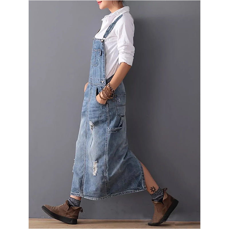 Dames Denim Midi Jurk Elegante Stijl - Dewi-3