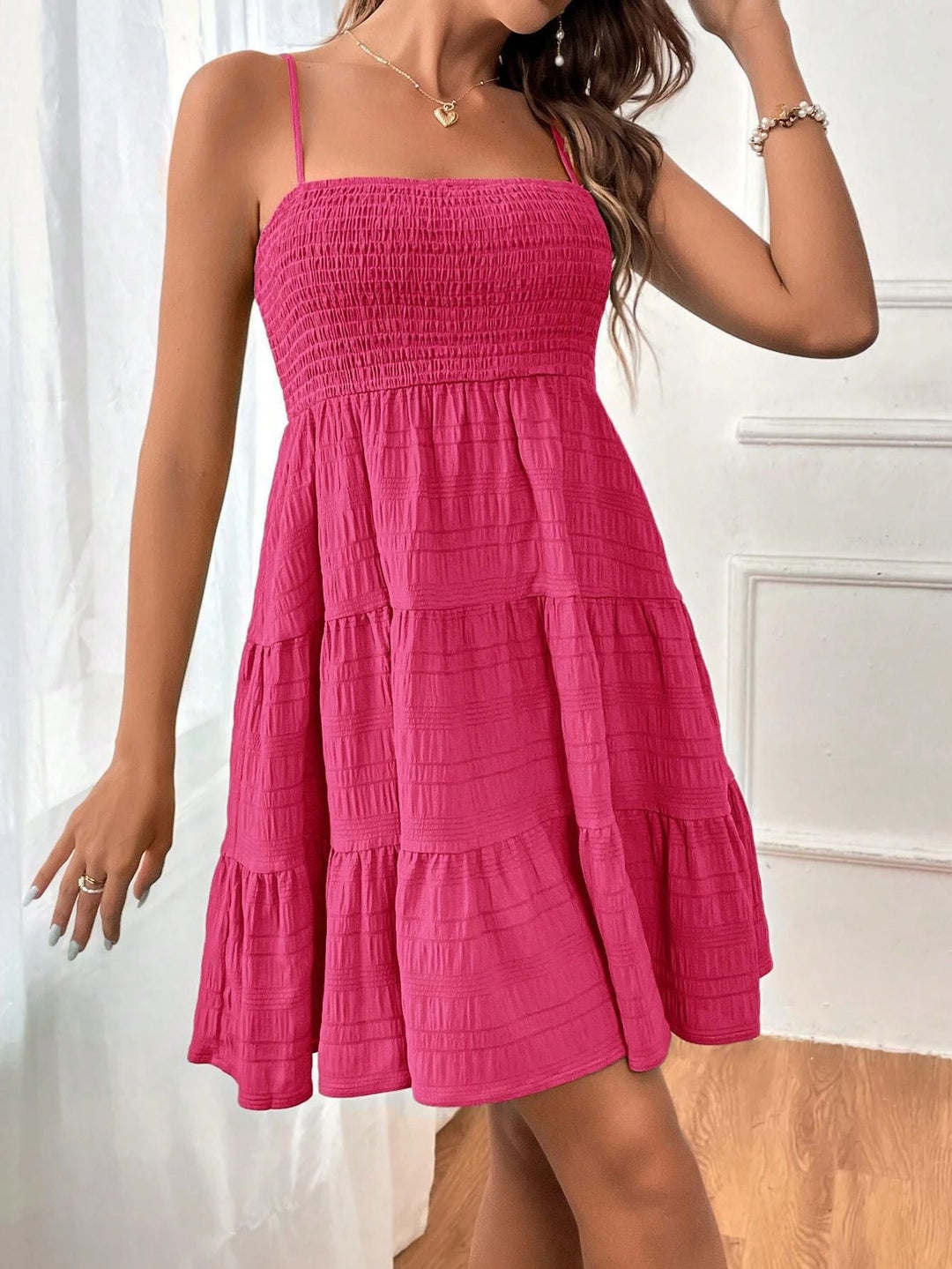 Variant image for Dames Geplooide Zomerjurk met Spaghettibandjes - Mae-16