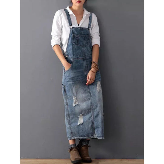 Variant image for Dames Denim Midi Jurk Elegante Stijl - Dewi-1