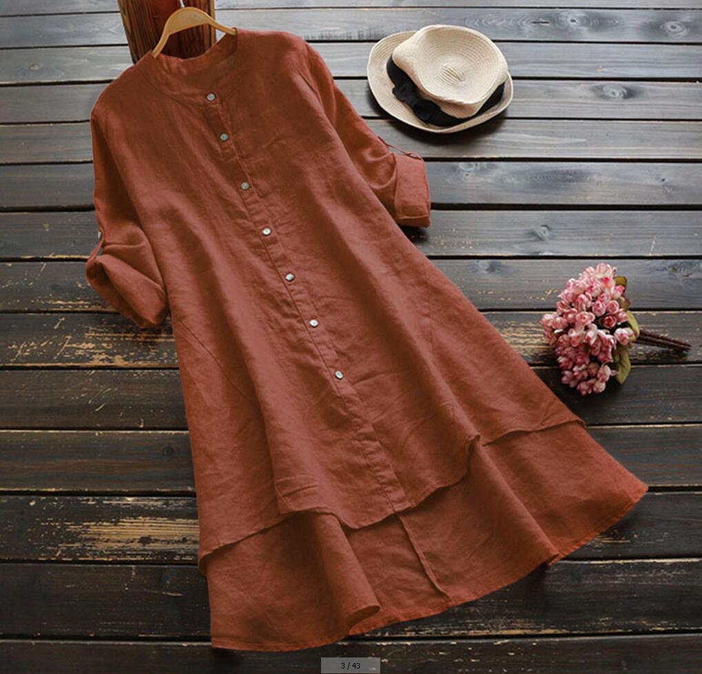 Variant image for Dames Oversized Katoenen Linnen Zomerjurk Relaxed Fit - Emma-43