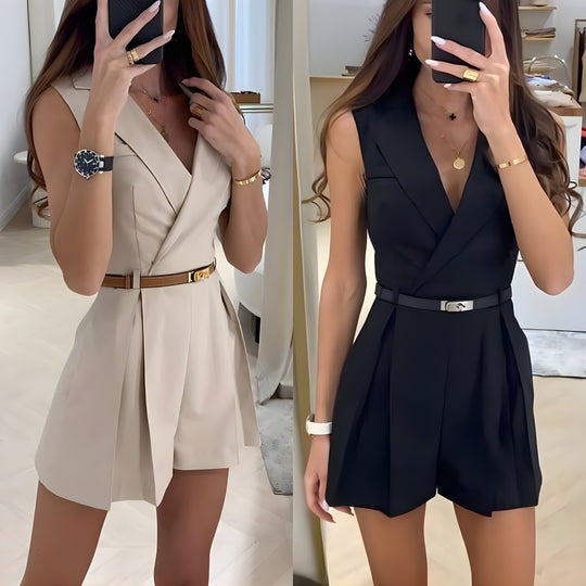 Dames Jumpsuit Zwart Met V-hals en Verstelbare Taille - Sophie-4