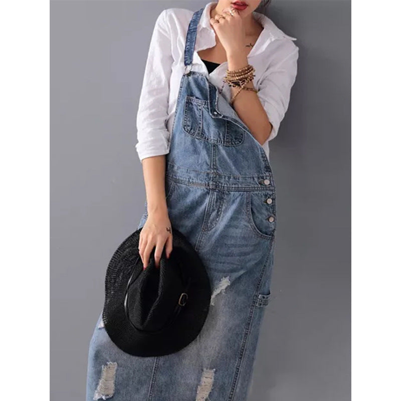 Dames Denim Midi Jurk Elegante Stijl - Dewi-2