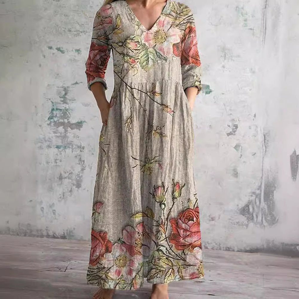 Variant image for Dames Zomerjurk V-hals Bloemenpatroon Lichtgewicht - Emma-6