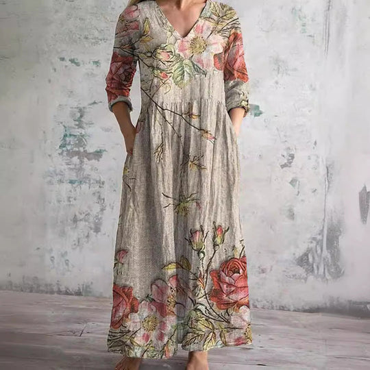 Variant image for Dames Zomerjurk V-hals Bloemenpatroon Lichtgewicht - Emma-6