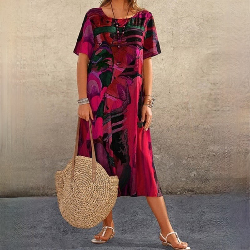 Variant image for Dames Zomerjurk Abstracte Print Elegante Boho-Stijl - UMA-9