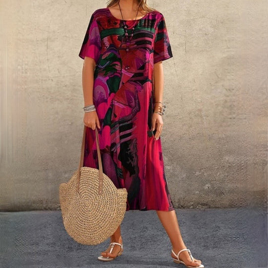 Variant image for Dames Zomerjurk Abstracte Print Elegante Boho-Stijl - UMA-9
