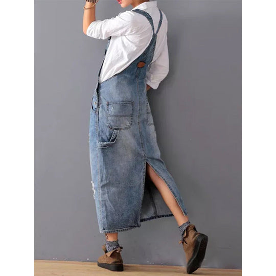 Dames Denim Midi Jurk Elegante Stijl - Dewi-4