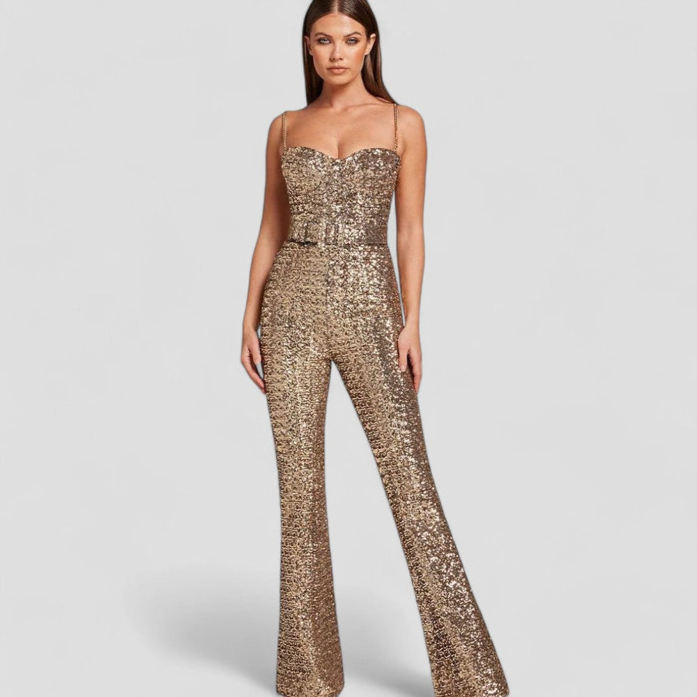 Dames Jumpsuit Zwart Sprankelend Ontwerp - Alba-2
