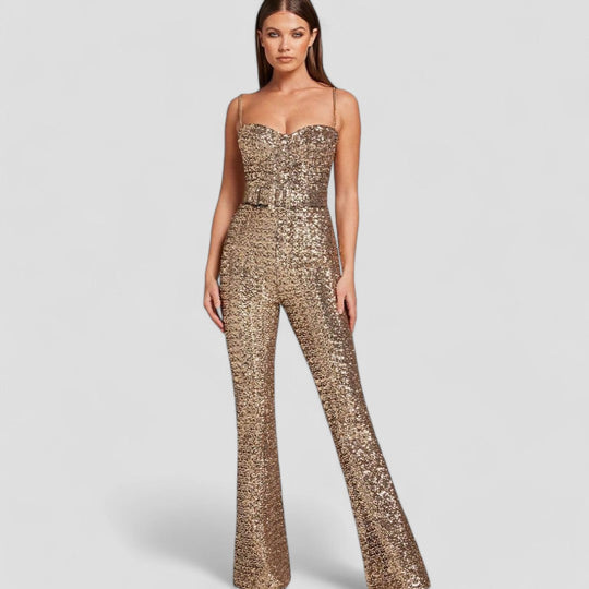 Dames Jumpsuit Zwart Sprankelend Ontwerp - Alba-2