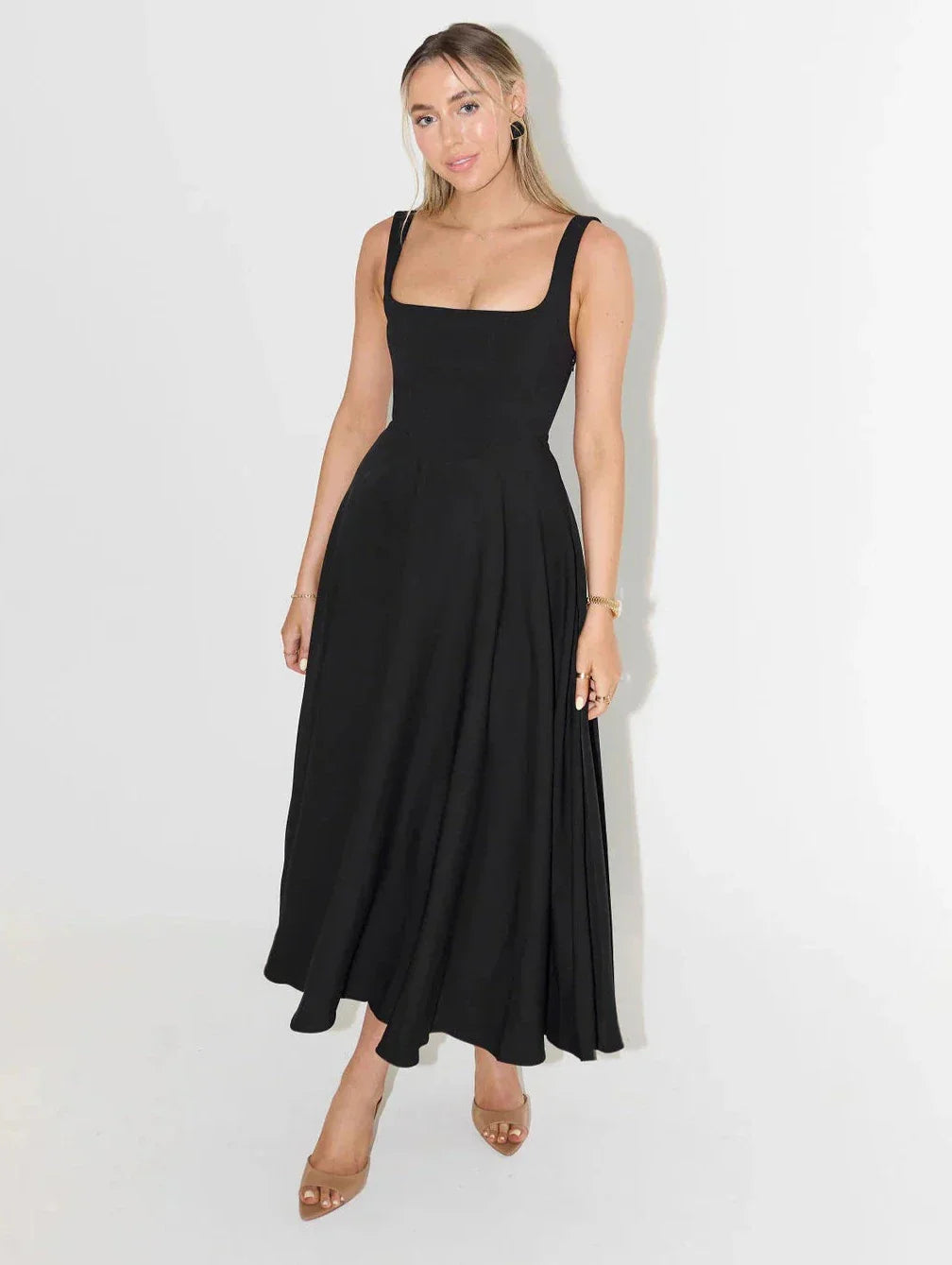 Dames Midi Jurk Elegante Aansluitende Pasvorm Lange Mouw - Ariana-1