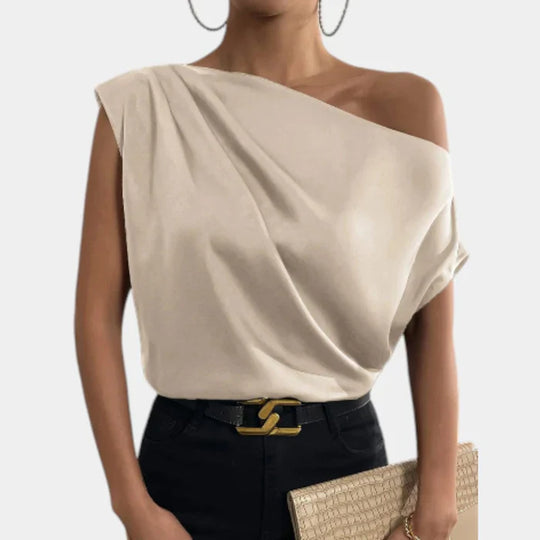 Variant image for Dames Top Off-Shoulder met Vleermuismouwen - Beige Elegantie-1