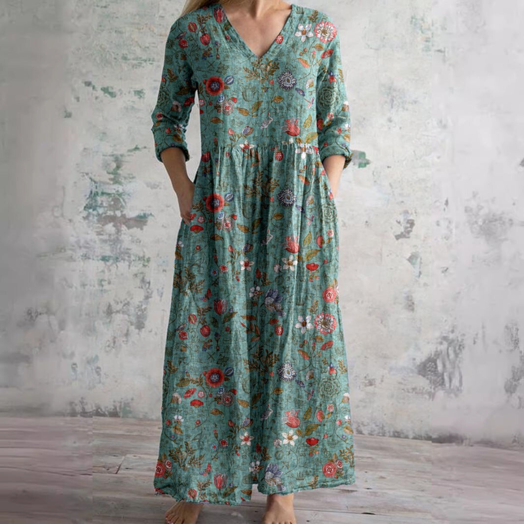 Variant image for Dames Zomerjurk V-hals Bloemenpatroon Lichtgewicht - Emma-49