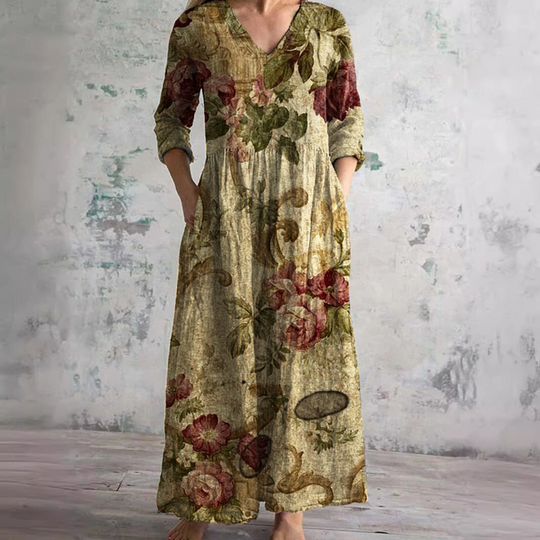 Variant image for Dames Zomerjurk V-hals Bloemenpatroon Lichtgewicht - Emma-57