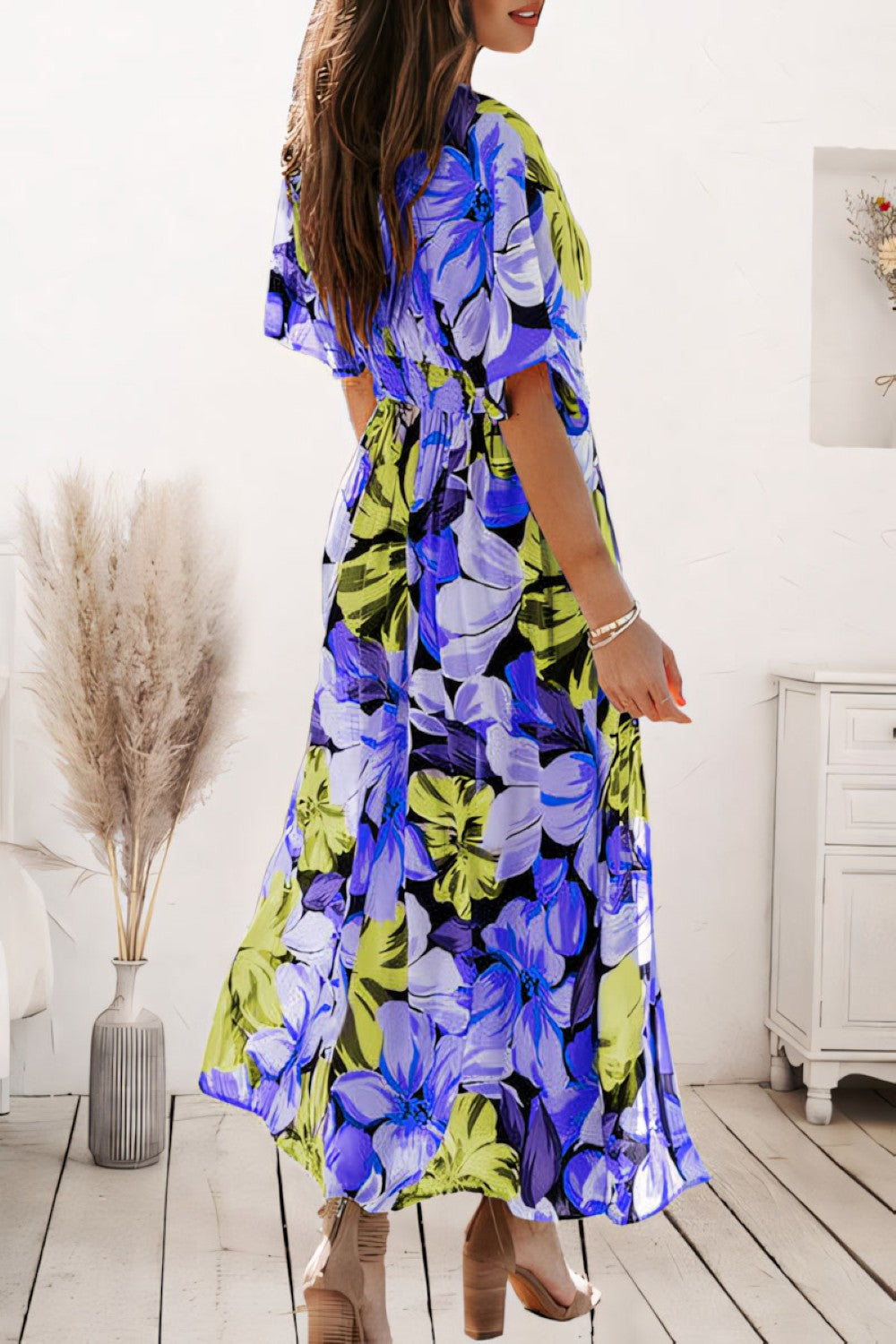 Dames A-Lijn Maxi Jurk Elegante Bloemenprint - Orlinae-4