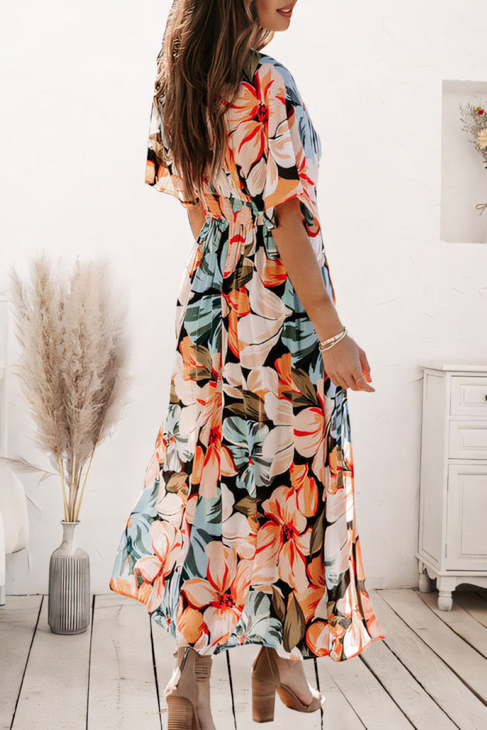 Dames A-Lijn Maxi Jurk Elegante Bloemenprint - Orlinae-6