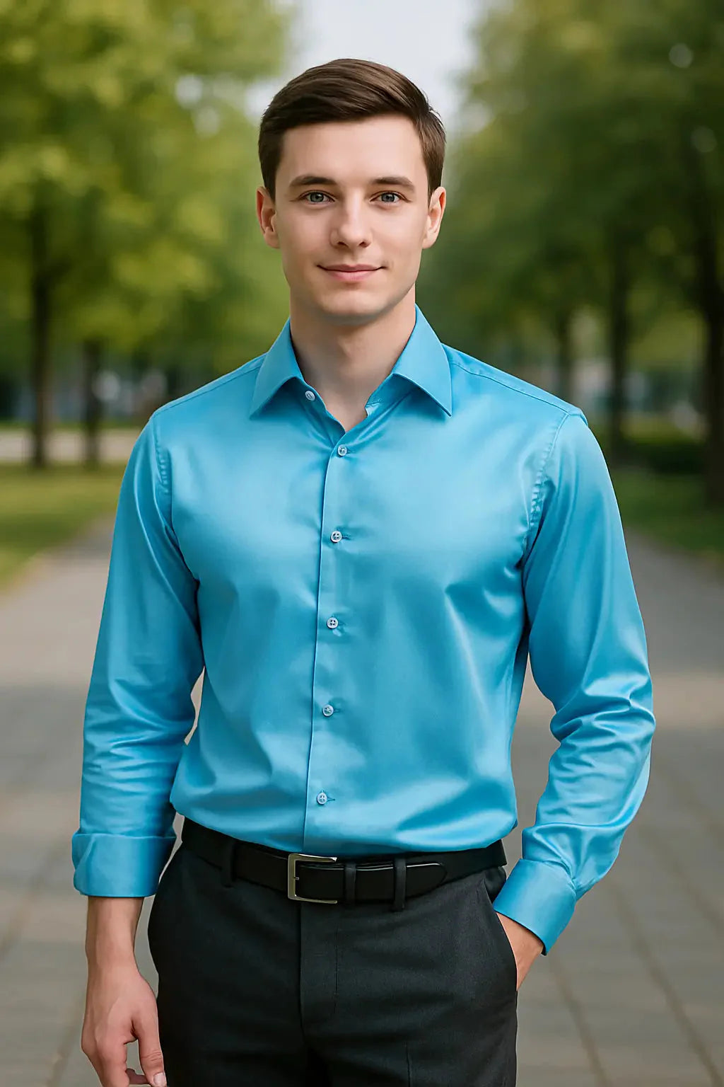 Overhemd Heren Slim Fit | Glanzende Look & Lange Mouw