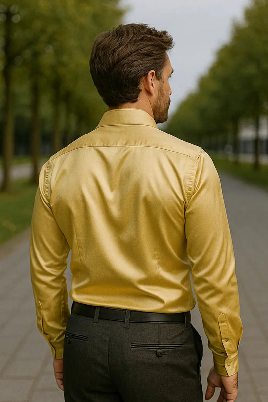 Overhemd Heren Slim Fit | Glanzende Look & Lange Mouw