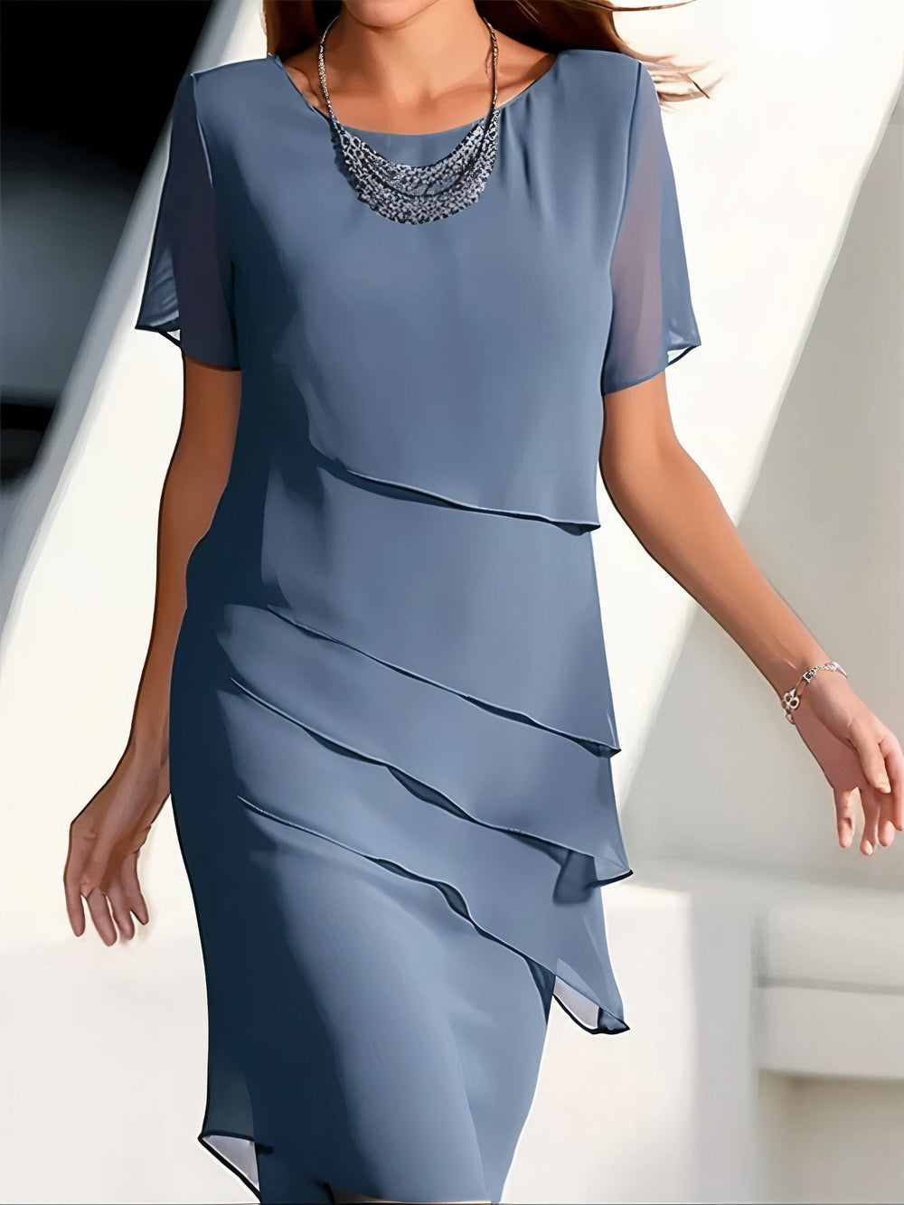 Dames Avondjurk Elegante Asymmetrische Lagen - Vera-2