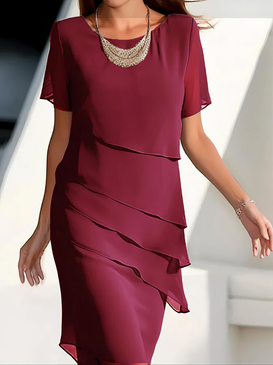 Dames Avondjurk Elegante Asymmetrische Lagen - Vera-1