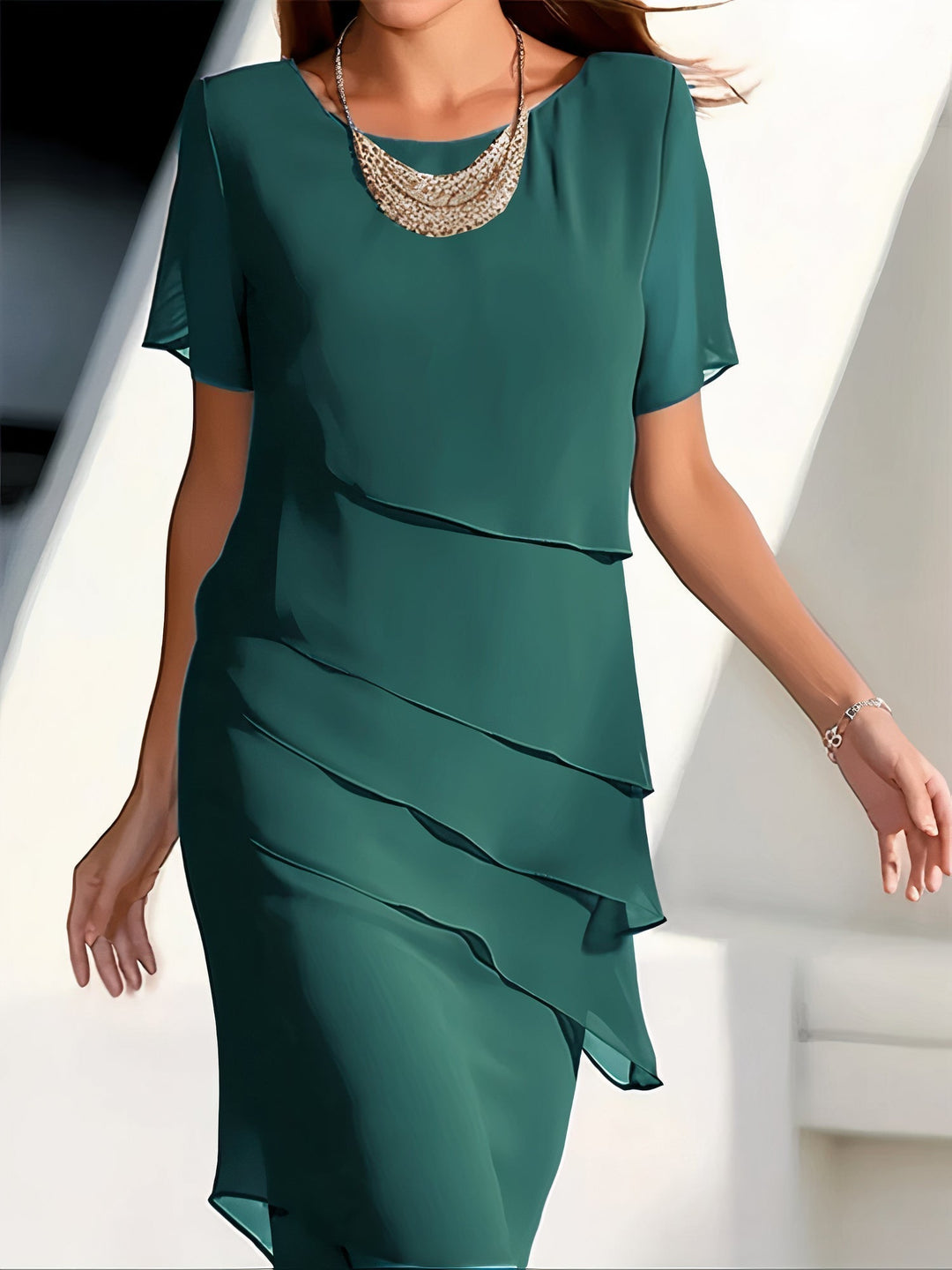 Variant image for Dames Avondjurk Elegante Asymmetrische Lagen - Vera-9