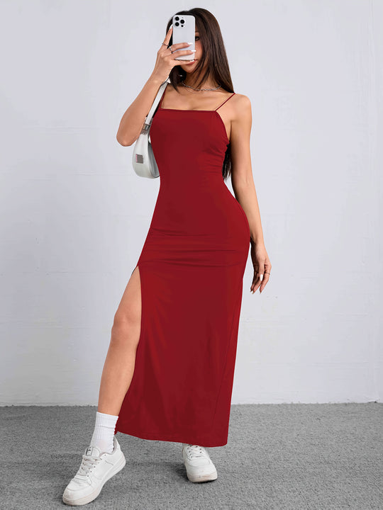 Dames Maxi Jurk Elegante Cami met Split - Zomerstijl-5