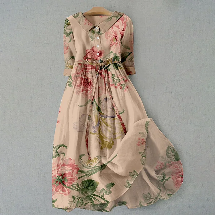 Dames Kanten Jurk met Bloemenprint Elegante Vintage Stijl - Sophie-2