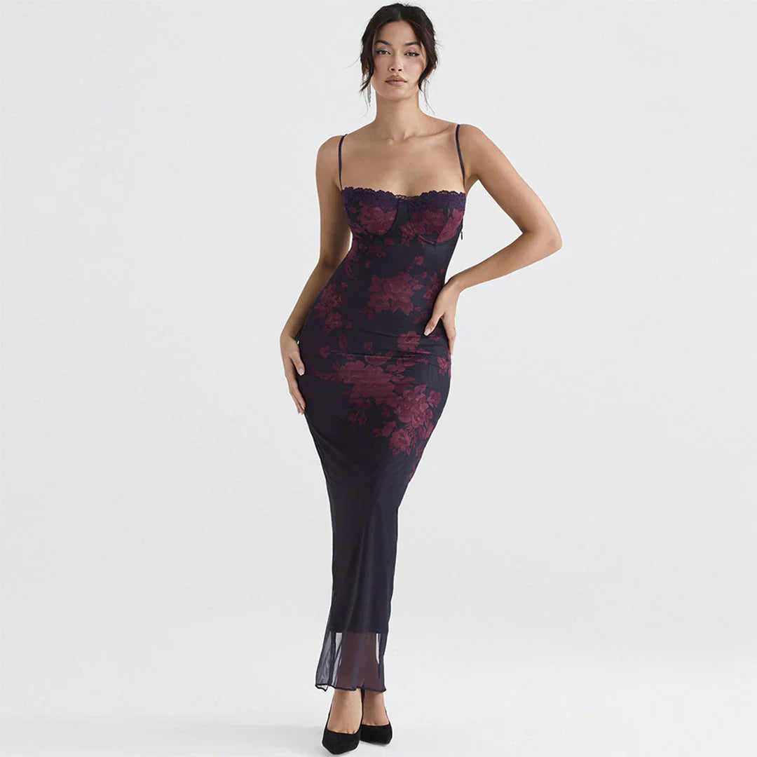 Dames Maxi Jurk Bloemenprint Elegante Pasvorm - Luna-1