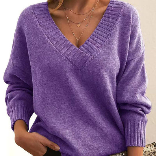 Joelle - Lässiger Pullover mit V Ausschnitt für jeden Anlass