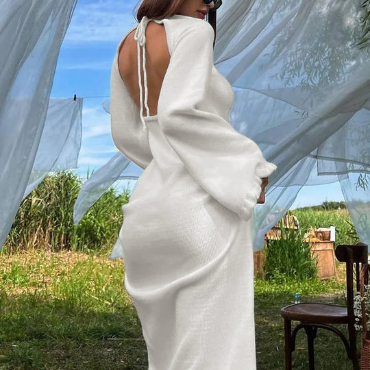 Rugloze gebreide jurk voor vrouwen