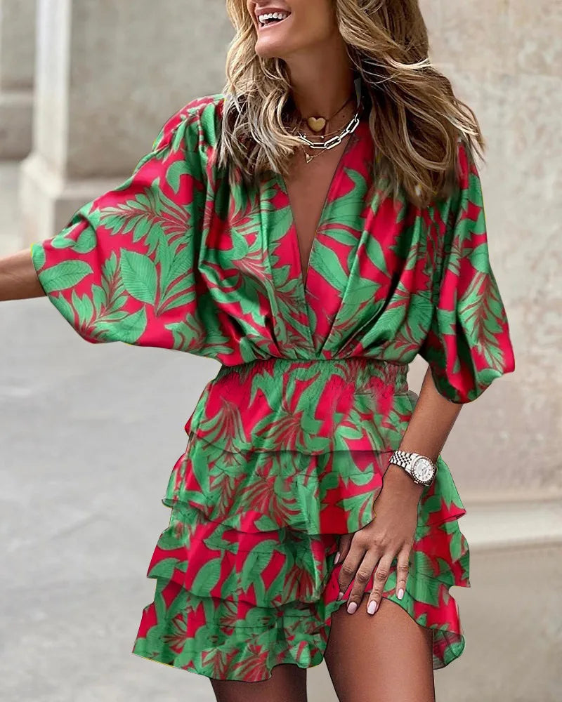 Dames Mini Jurk Met Print Flatterende Snit - Zomer Stijlvol - Caroline-2