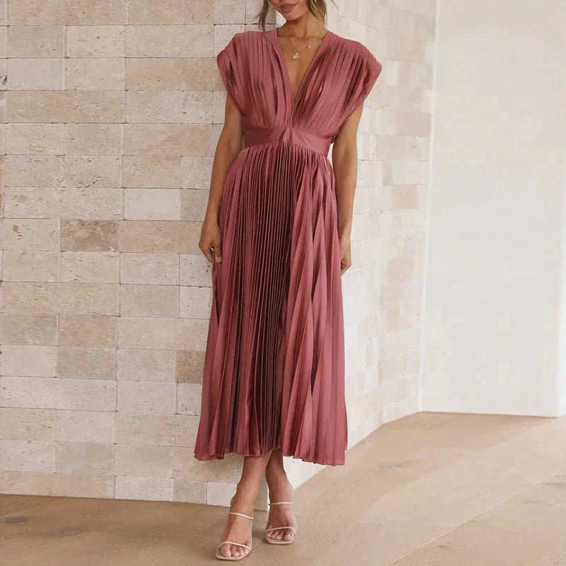 Dames Plooijurk Elegante Stijl Flatterend Silhouet - Iris-2